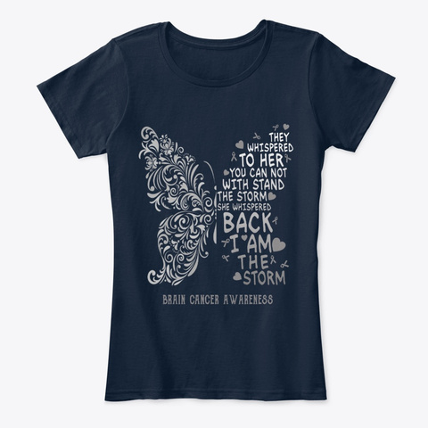Brain Cancer Butterfly Warrior New Navy T-Shirt Front