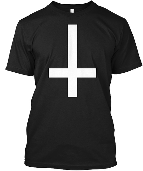 Upside Down Cross / Inverted Cross Black T-Shirt Front