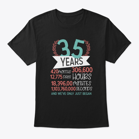 35 Years Wedding Anniversary Black T-Shirt Front