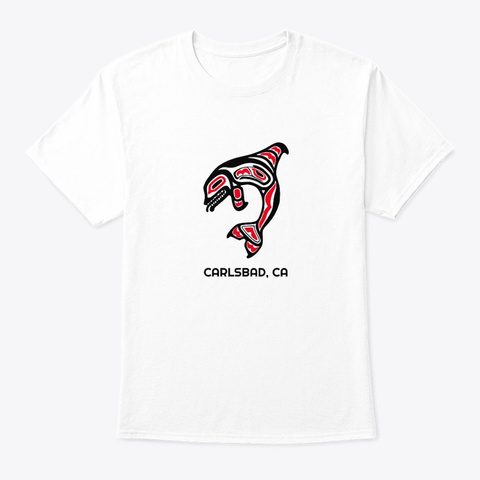 Carlsbad Ca Orca Killer Whale White T-Shirt Front