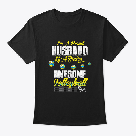 Volleyball Grandma Husband Black T-Shirt Front