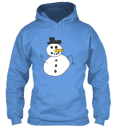 Cartoon Snow Man Carolina Blue T-Shirt Front