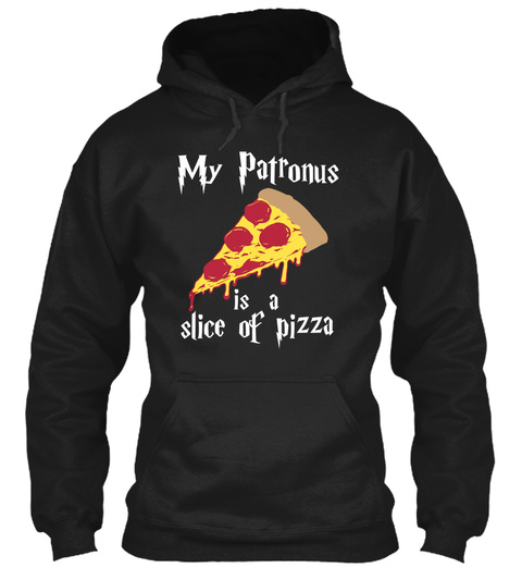 My Patronus Is A Slice Of Pizza Black T-Shirt Front