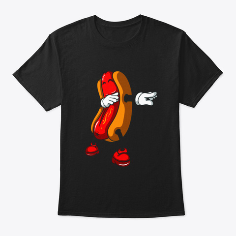 Dabbing Hot Dog Black T-Shirt Front