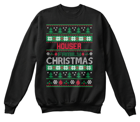 Hauser Family Christmas Black T-Shirt Front
