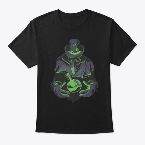Scary Green Plague Doctor   Halloween Co Black T-Shirt Front