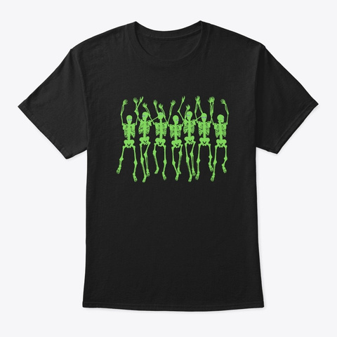 Dancing Rave Skeletons Halloween T Black T-Shirt Front