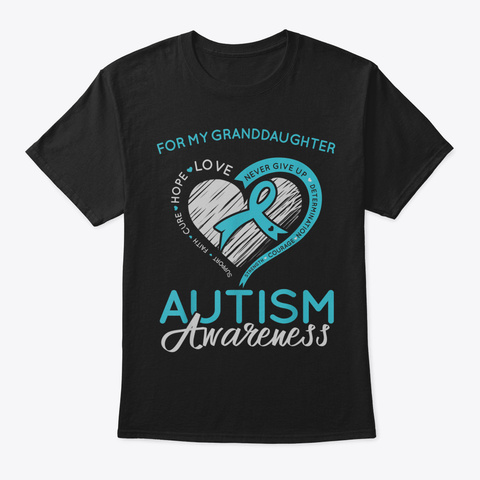Autism Awareness Ribbon Blue T Shirt For Black T-Shirt Front