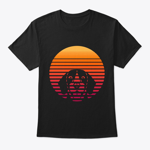 Beagle Retro Sunset Dog Lovers Black T-Shirt Front