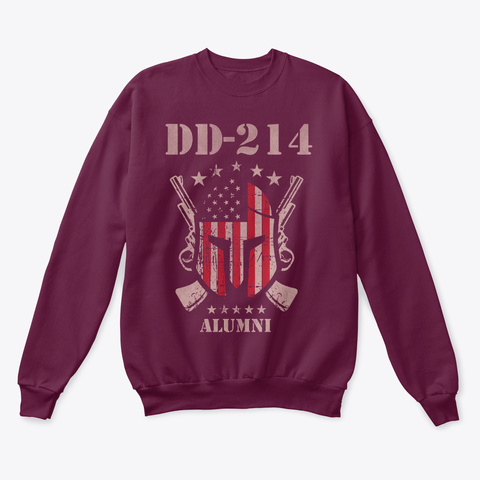 Dd 214 Us Armed Force Alumni Veteran Maroon  T-Shirt Front