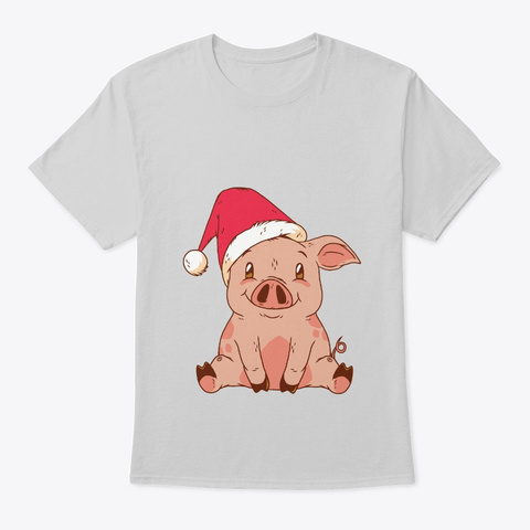 Cute Santa Pig Santa Claus Xmas T Shirt  Light Steel T-Shirt Front