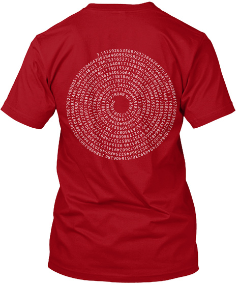 Attention Pi Lovers! Deep Red T-Shirt Back