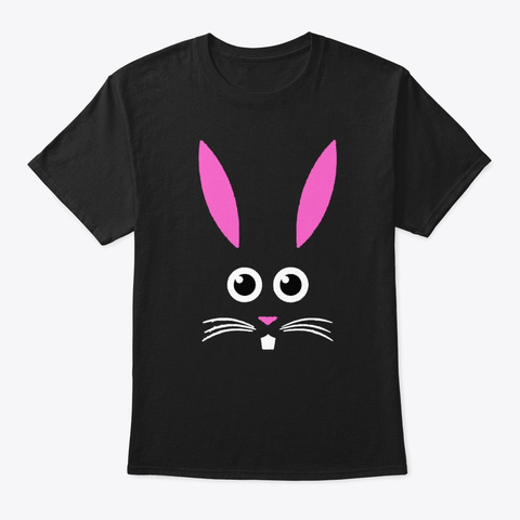 Bunny Face Shirt Cute Little Easter Bunn Black T-Shirt Front