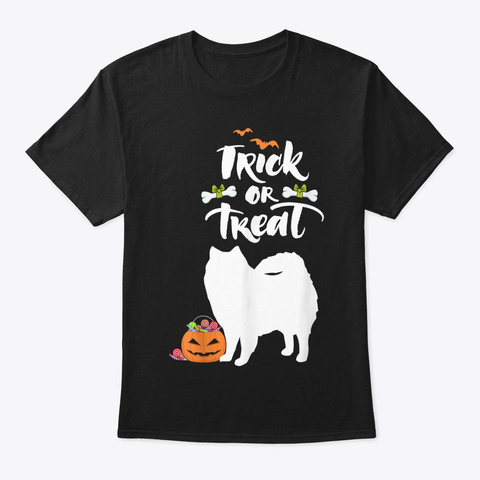 Trick Or Treat American Eskimo Dog Hallo Black T-Shirt Front