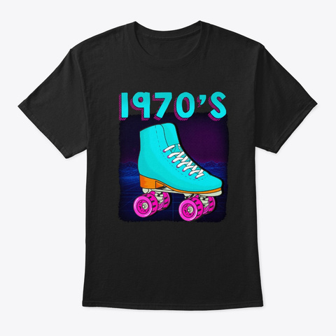 Roller Disco Retro 70s Party Costume Black áo T-Shirt Front
