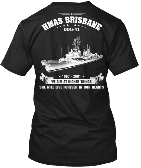Hmas Brisbane (Ddg 41) Black T-Shirt Back