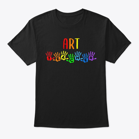 Art Teacher Handprints Black T-Shirt Front