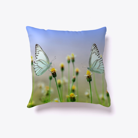 Pretty Butterflies In The Field Pillow White T-Shirt Front