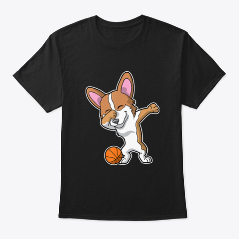 Dabbing Corgi Dog Basketball Black T-Shirt Front