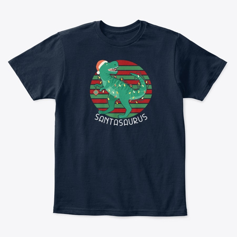 Santasaurus Christmas New Navy T-Shirt Front