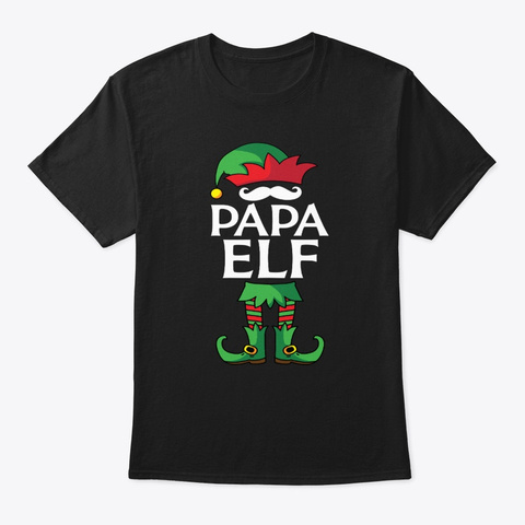 Papa Elf Costume Xmas Holiday Matching Black T-Shirt Front