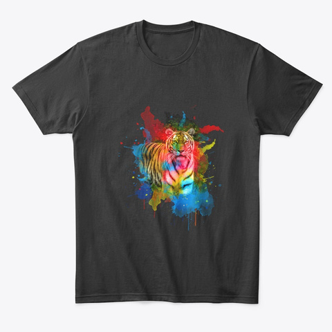 Watercolor Tiger Black T-Shirt Front