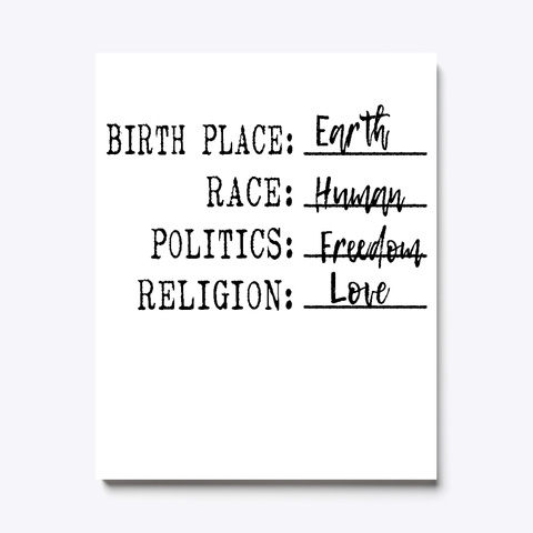 Birth Place Earth Canvas White T-Shirt Front