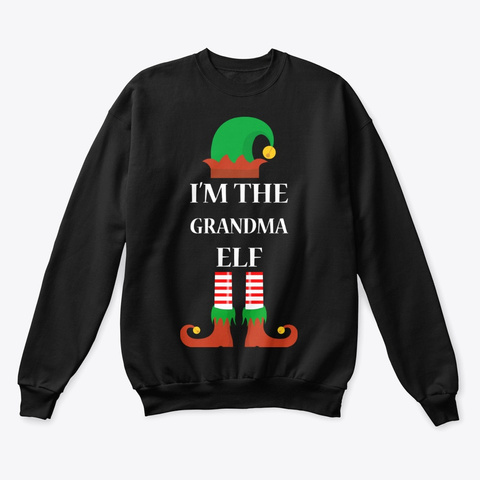 I'm The Grandma Elf Jet Black T-Shirt Front