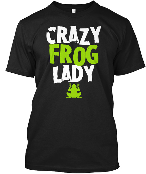 Crazy Frog Lady Black T-Shirt Front