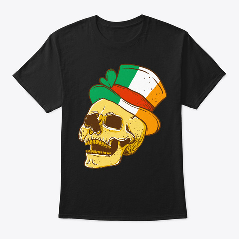 Irish Skull  Black T-Shirt Front