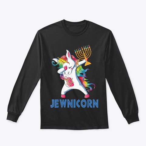 Jewnicorn Funny Hanukkah Unicorn Gift Gi Black T-Shirt Front