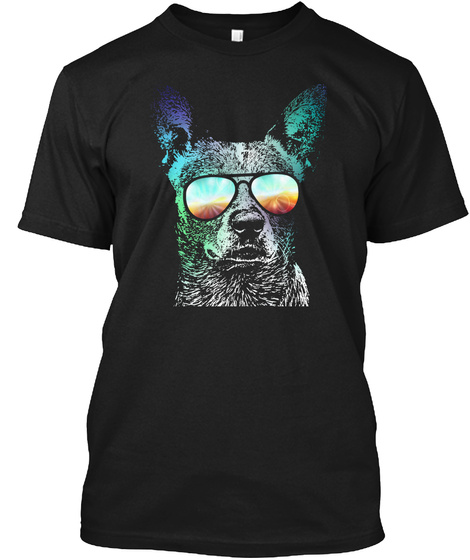 Cattle Dog Neon T Shirt Black T-Shirt Front