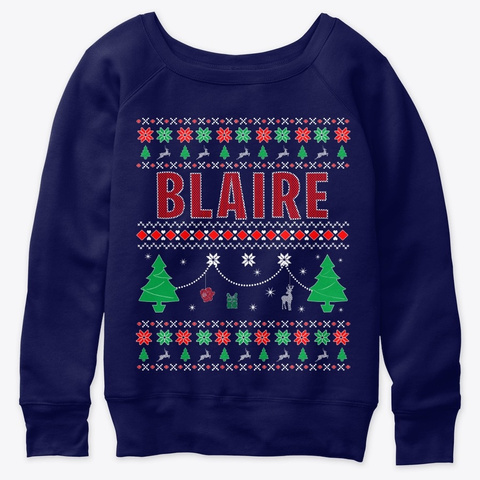 Xmas Themed Personalized For Blaire Navy  T-Shirt Front