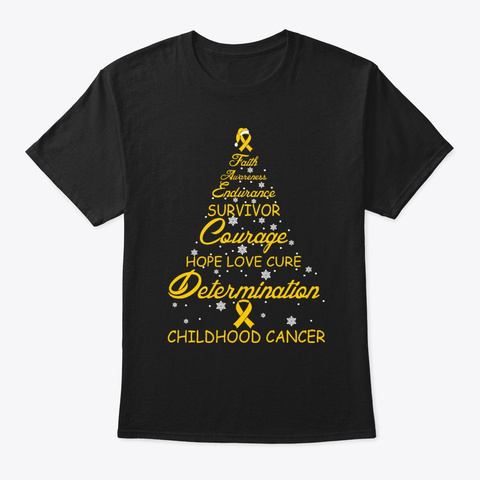 Awareness Childhood Cancer Christmas Black Camiseta Front