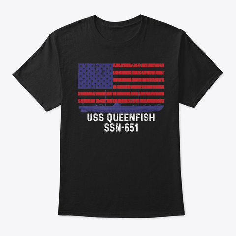 Uss Queenfish Ssn651 Navy Submarine Vint Black T-Shirt Front