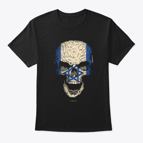 Skull Israel Flag Skeleton Black T-Shirt Front