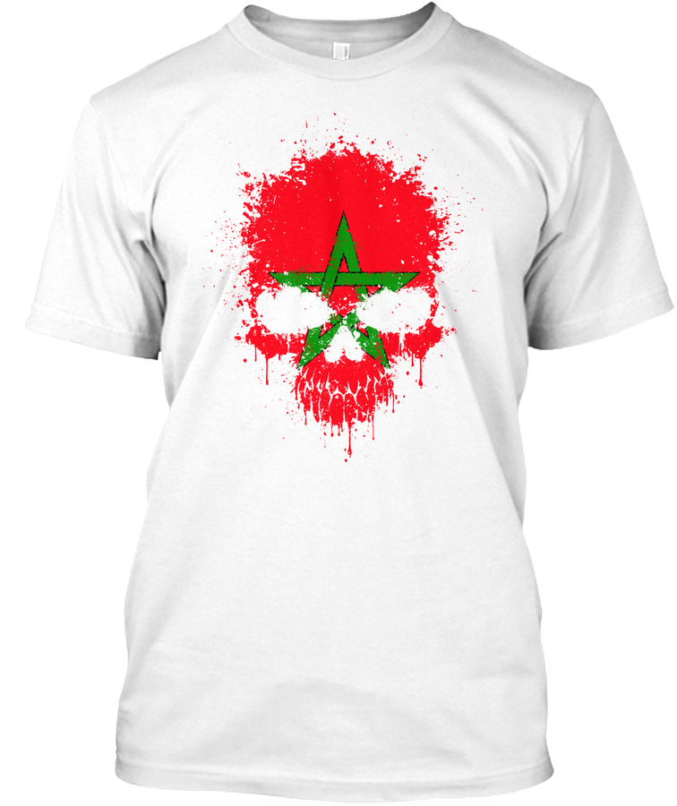 Chaotic Moroccan Flag Splatter Skull Unisex Tshirt