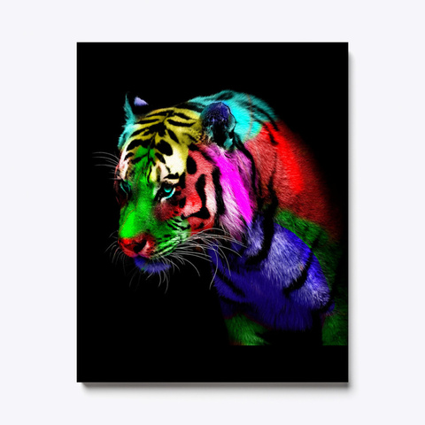 Rainbow Tiger Black T-Shirt Front
