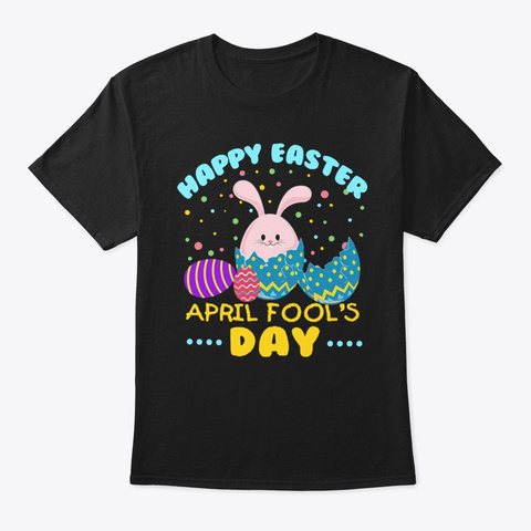 Happy Easter Day Cute Bunny Egg Shirts Black T-Shirt Front