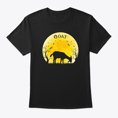 Goat Halloween Vintage Retro Moon Black T-Shirt Front