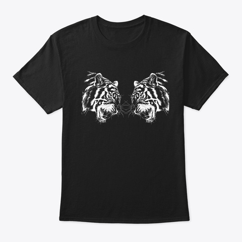 Wild Tigers Face Off White Sweatshirt Black T-Shirt Front