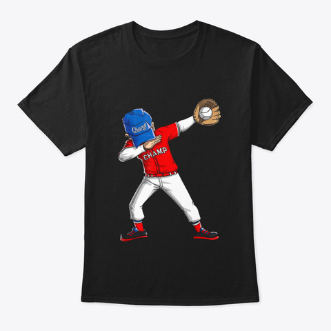 Dabbing Baseball Catcher Pitcher Gifts Black T-Shirt Front