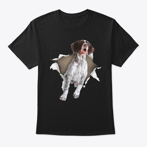 German Shorthaired Pointer Torn  Black T-Shirt Front