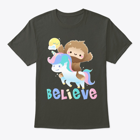 Bigfoot Unicorn Believe Smoke Gray T-Shirt Front