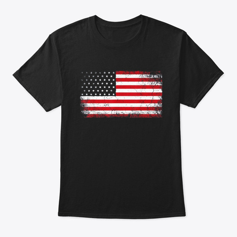 4th Of July American Flag Vintage Usa Black T-Shirt Front