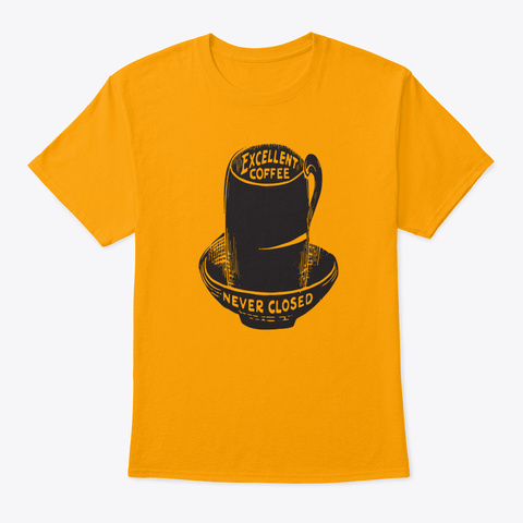 Vintage Coffee Pop Art Gold T-Shirt Front