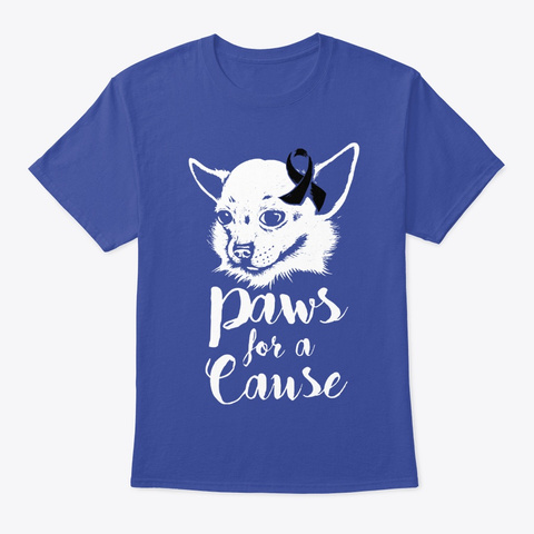 Paws For A Cause Melanoma Cancer Warrior Deep Royal T-Shirt Front