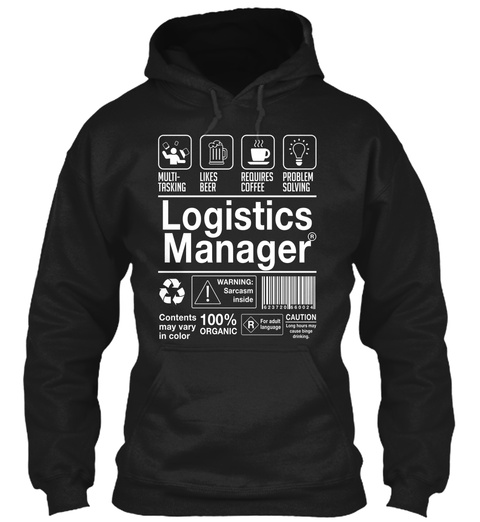 Logistics Manager Black T-Shirt Front