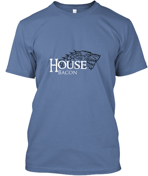 Bacon Family House   Wolf Denim Blue Camiseta Front
