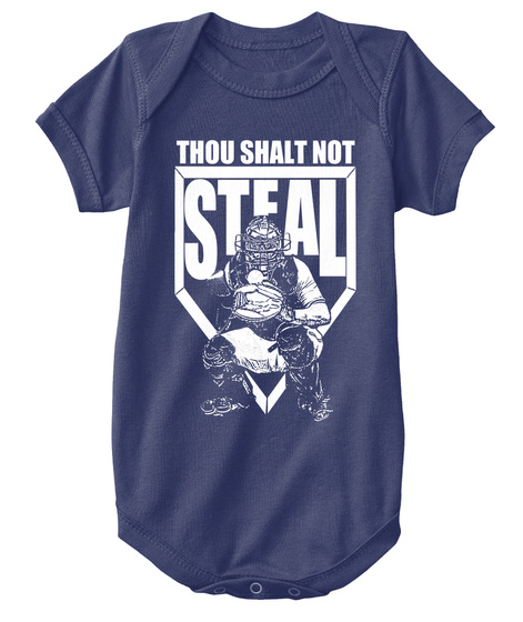 Thou Shalt Not Steal Navy  T-Shirt Front
